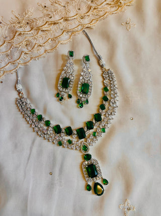Elegant Emerald and White Stone  Set