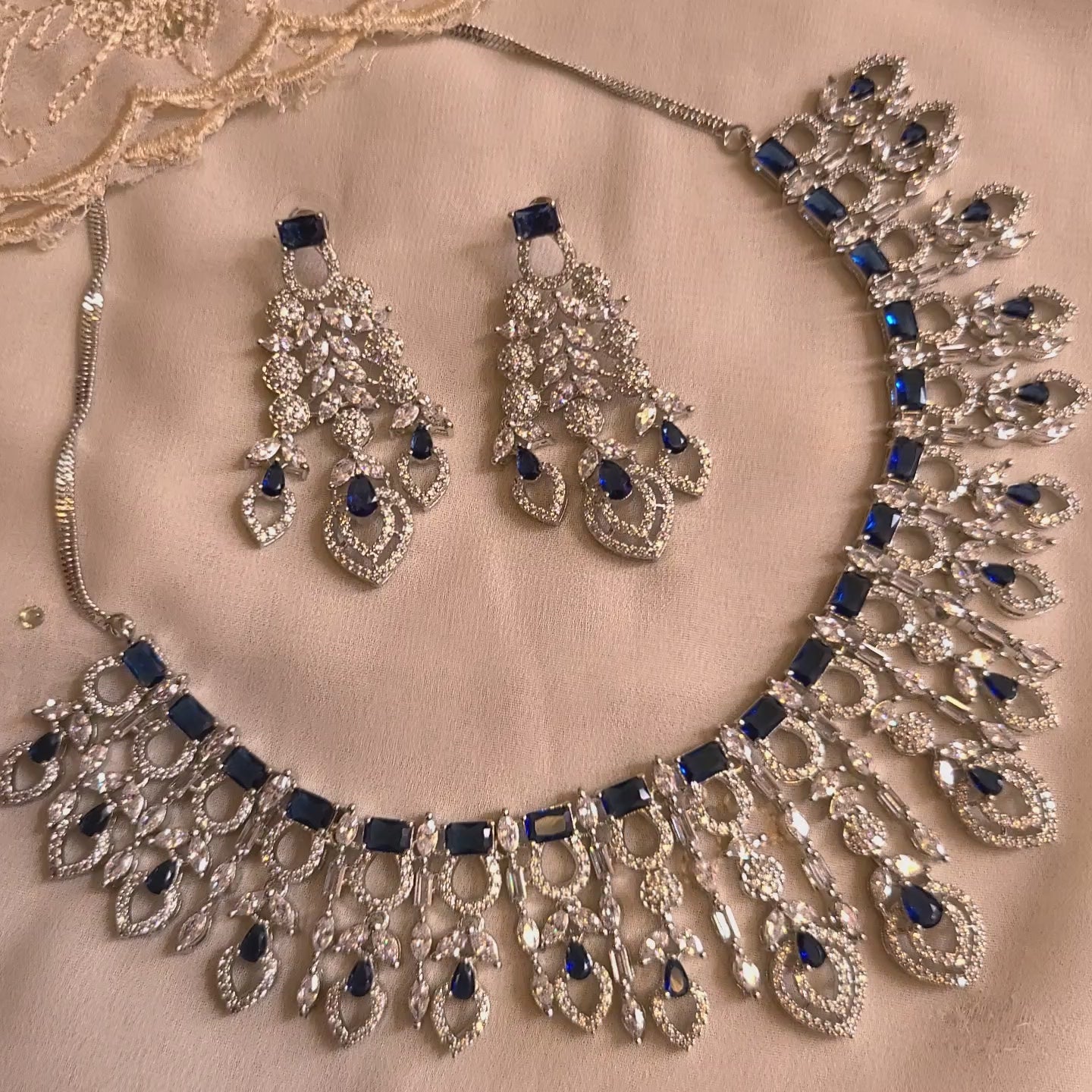 Load video: Blue CZ Necklace Set