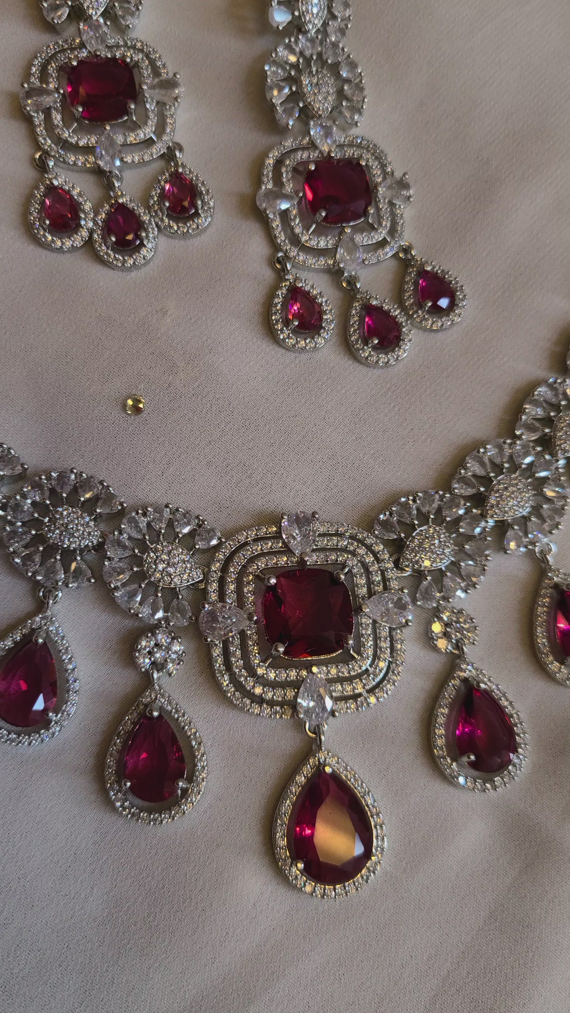 Load video: Statement Red CZ Necklace Set