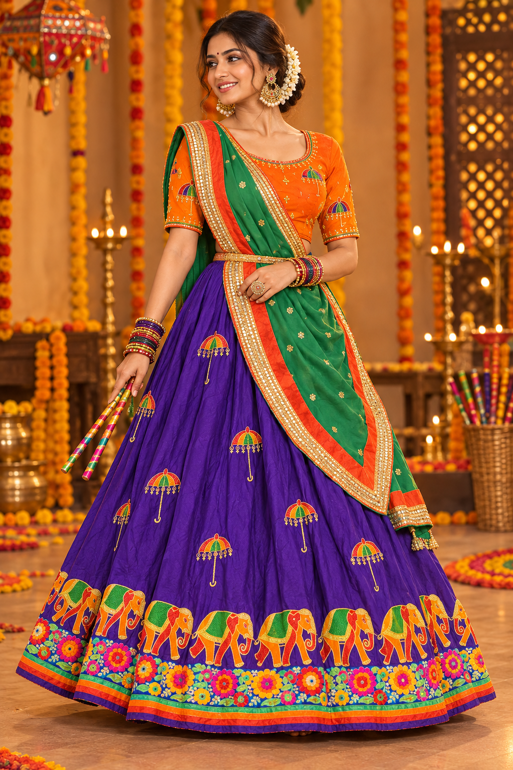Purple Garba Chaniya Choli