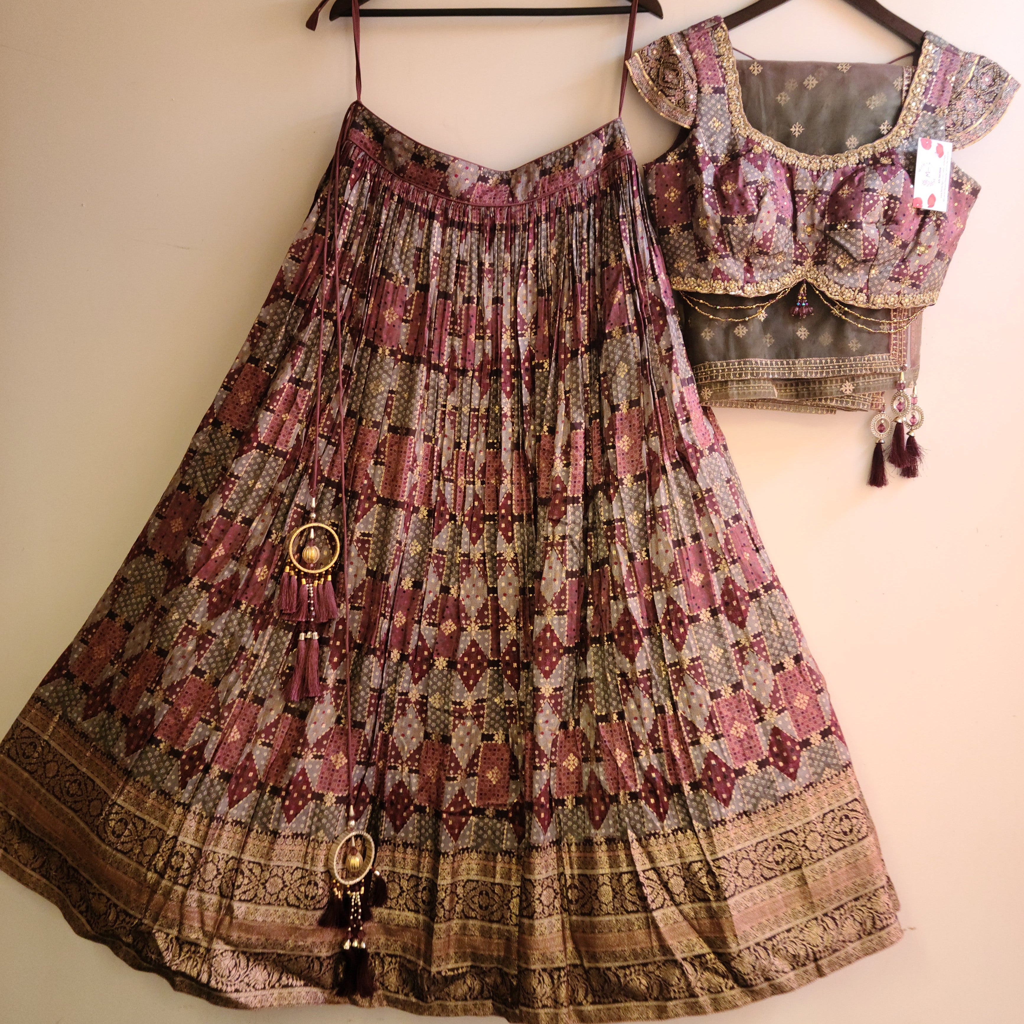 Fall printed georgette lehenga