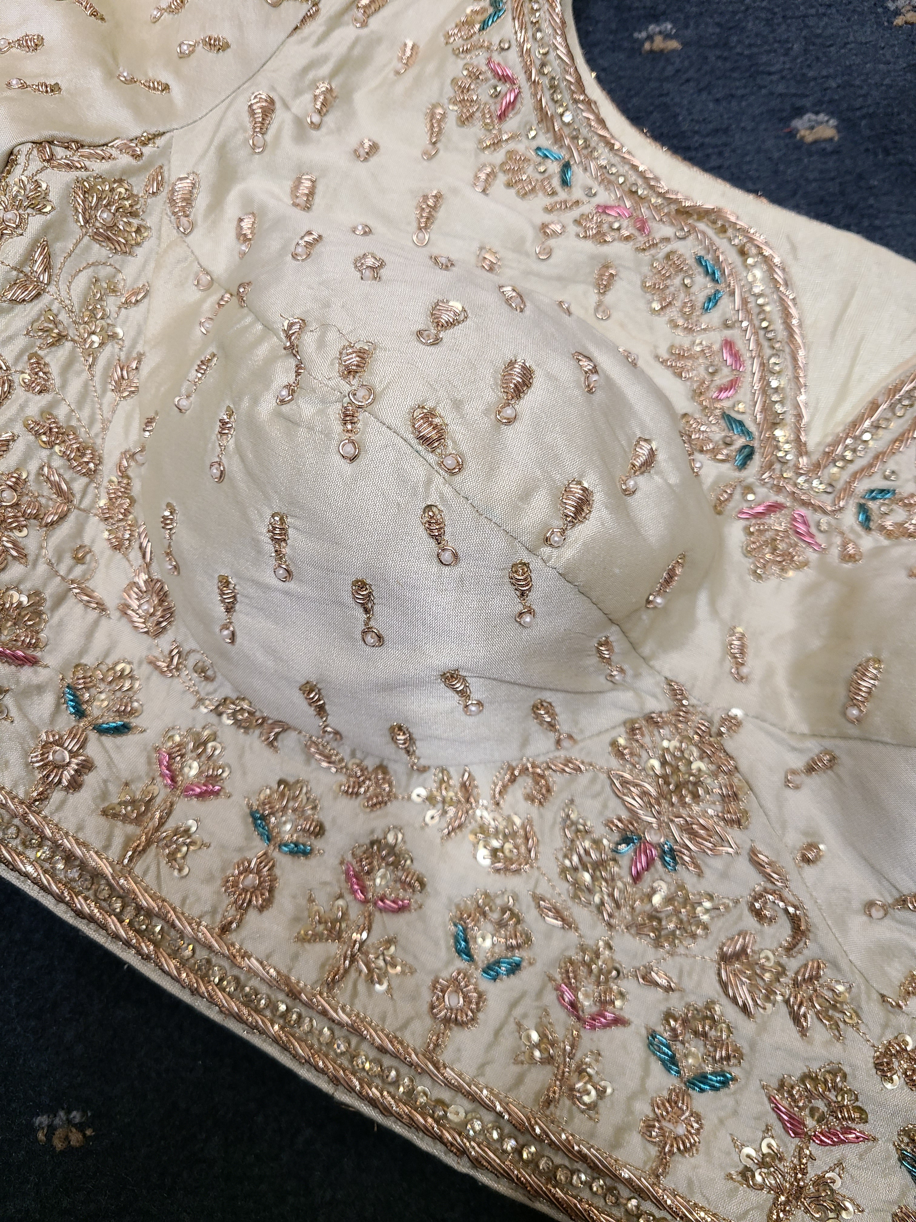 Ivory Gold Embroidered Bridal Lehenga Set