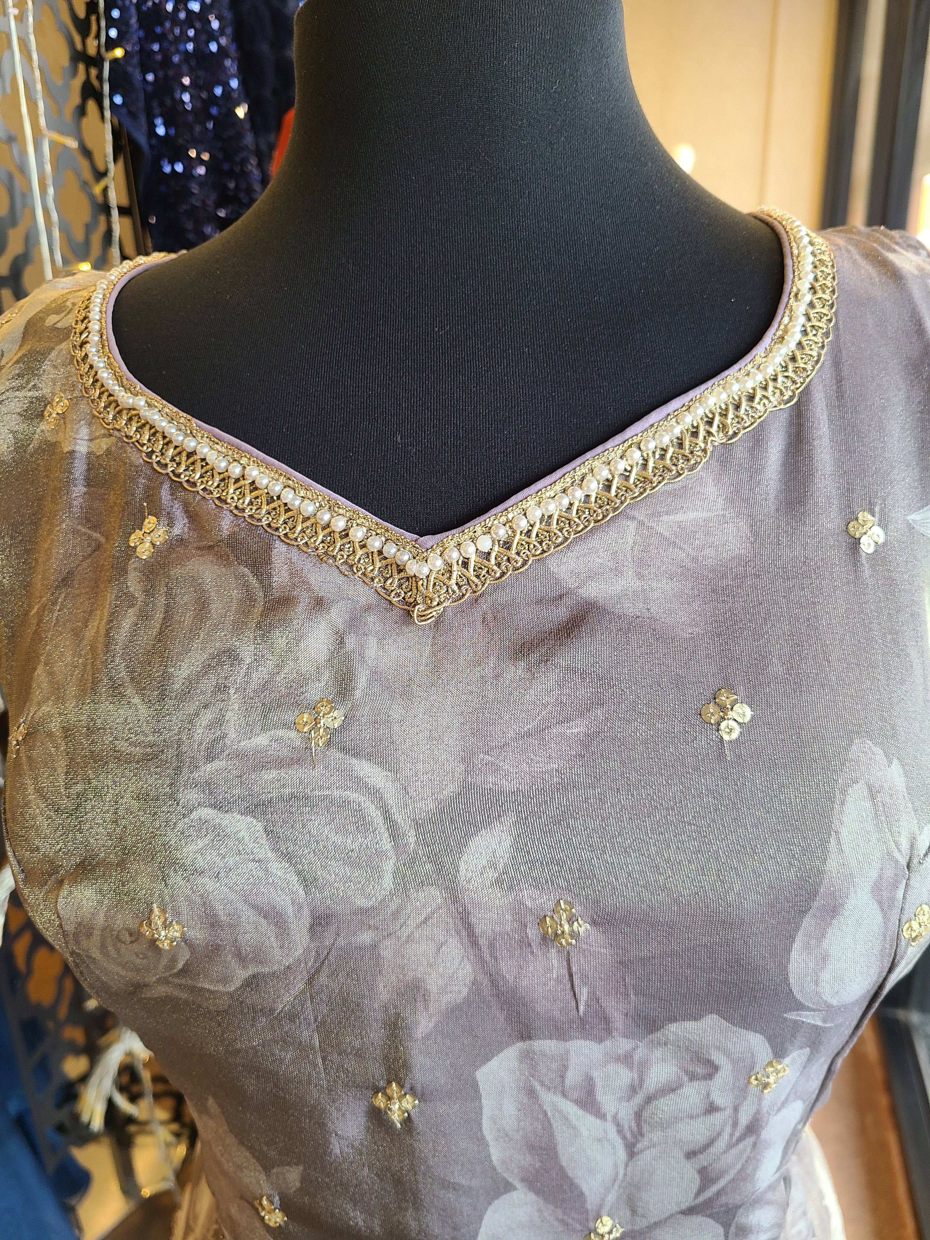 Royal Mauve Zari & Sequin Sharara Suit Set