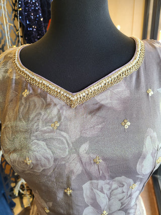 Royal Mauve Zari & Sequin Sharara Suit Set