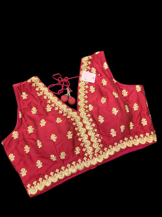 Embroidered Lehenga Choli with Gold Border - Maroon & Navy Blue
