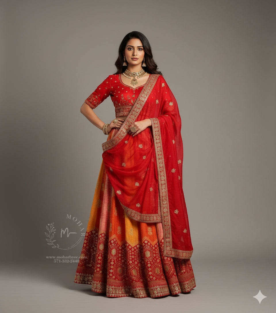 Bright Red Lehenga Set