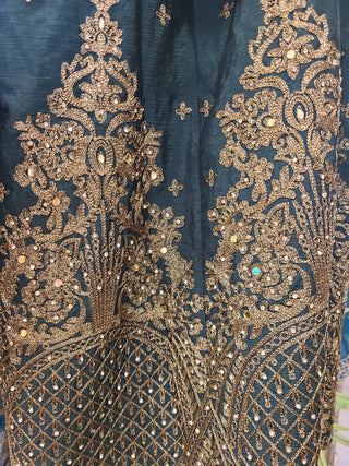 Emerald Green Gold Embroidered Sharara Set with Dupatta