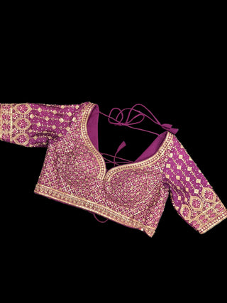 Purple Gold Embroidered Bridal Lehenga Set
