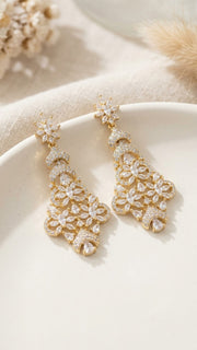 Gold-Tone Crystal Floral Chandelier Earrings