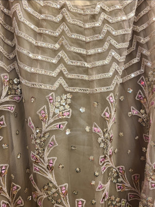 Taupe Embroidered Lehenga Choli Set