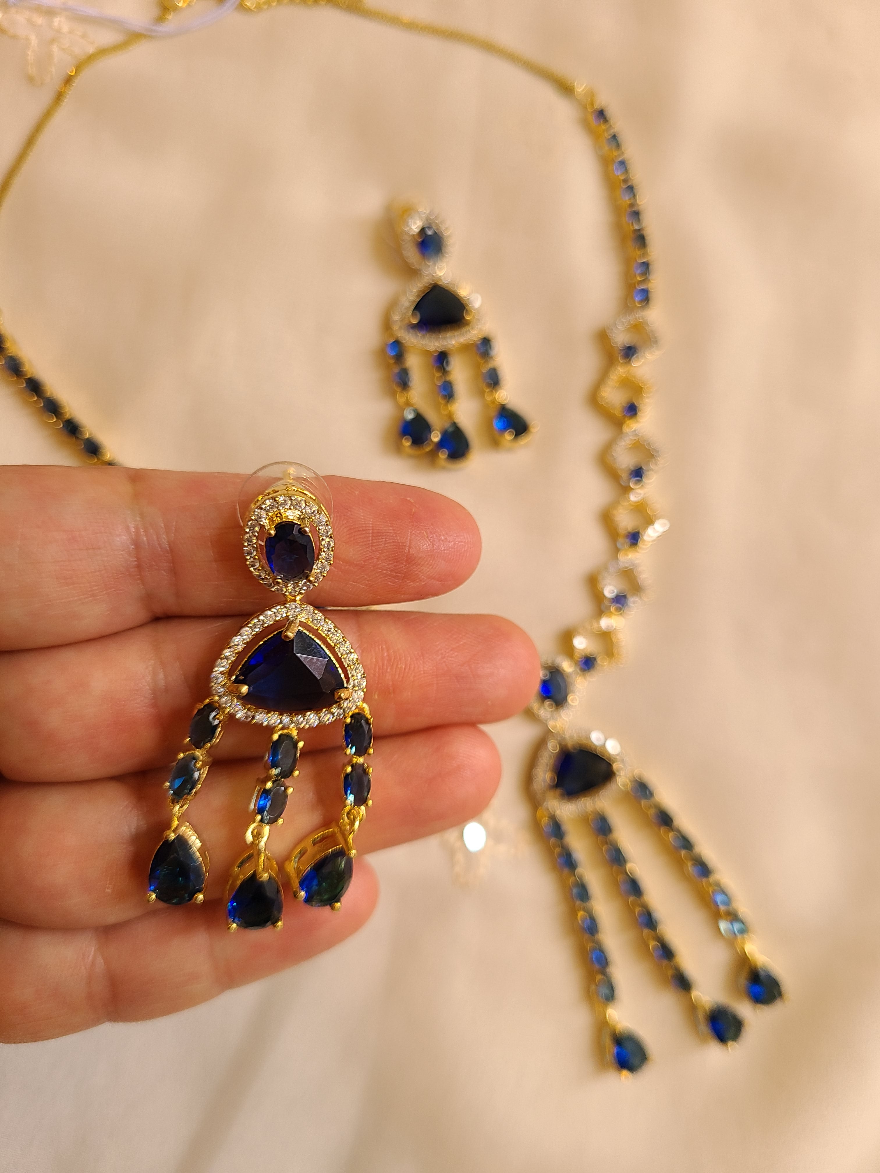 Elegant royal blue Party Wear Necklace Set
