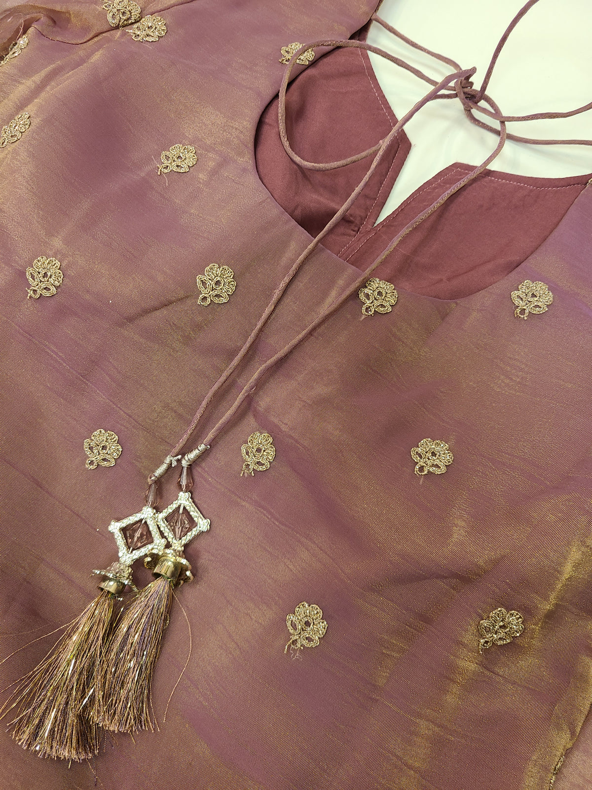 Mauve Gold Layered Lehenga