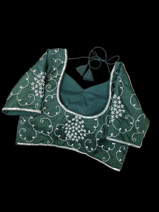 Dark Green Embellished Saree - Elegant Designer Wear