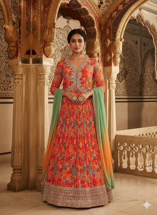 Vibrant Floral Anarkali Suit