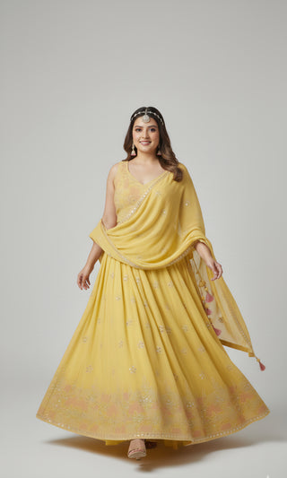 Lemon Yellow Haldi Lehenga
