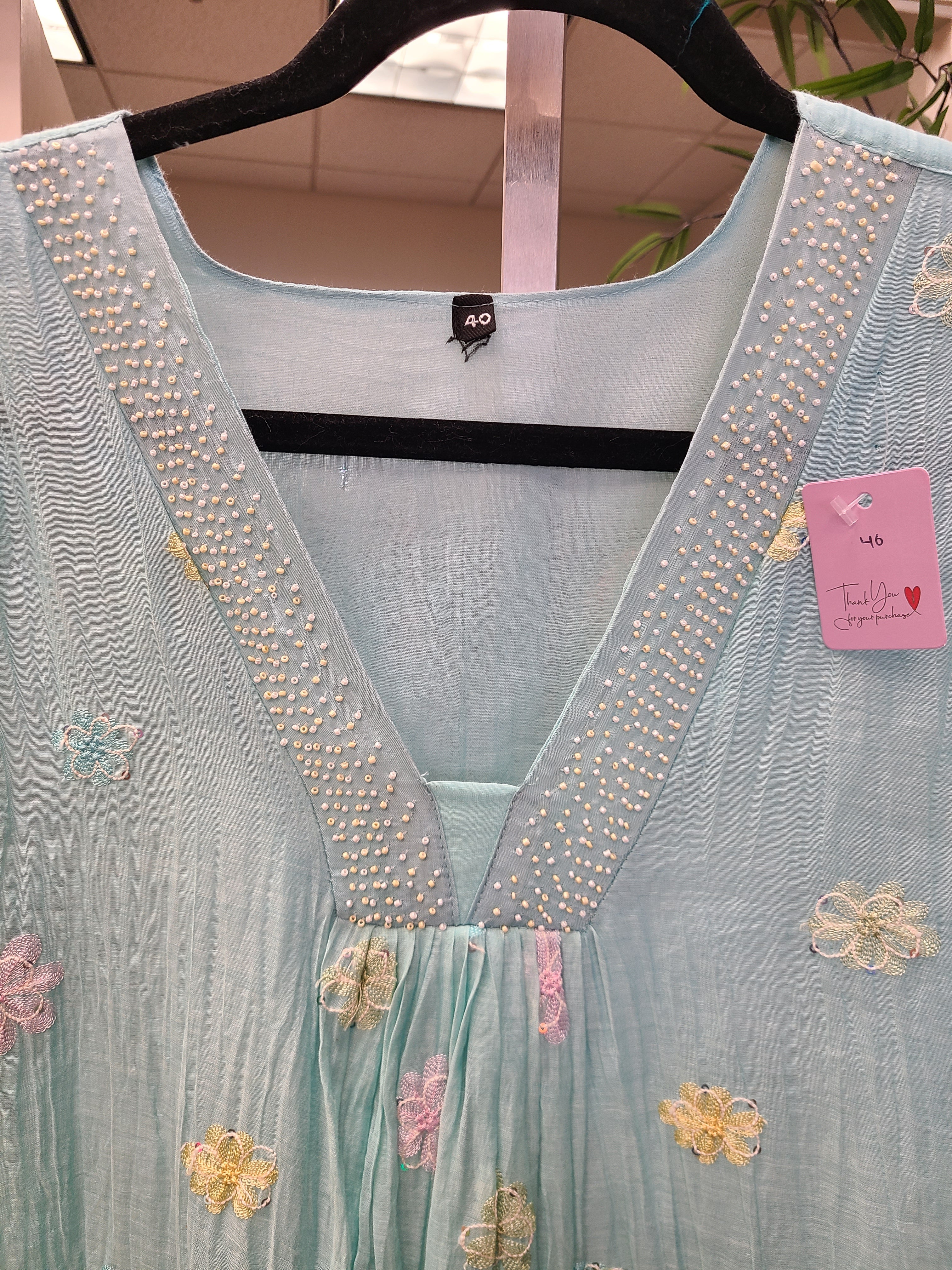 Aqua Blue Embroidered Kurta Set with Dupatta