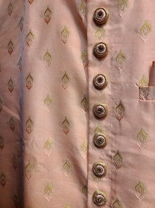 Elegant Peach Silk Indo-Western Sherwani