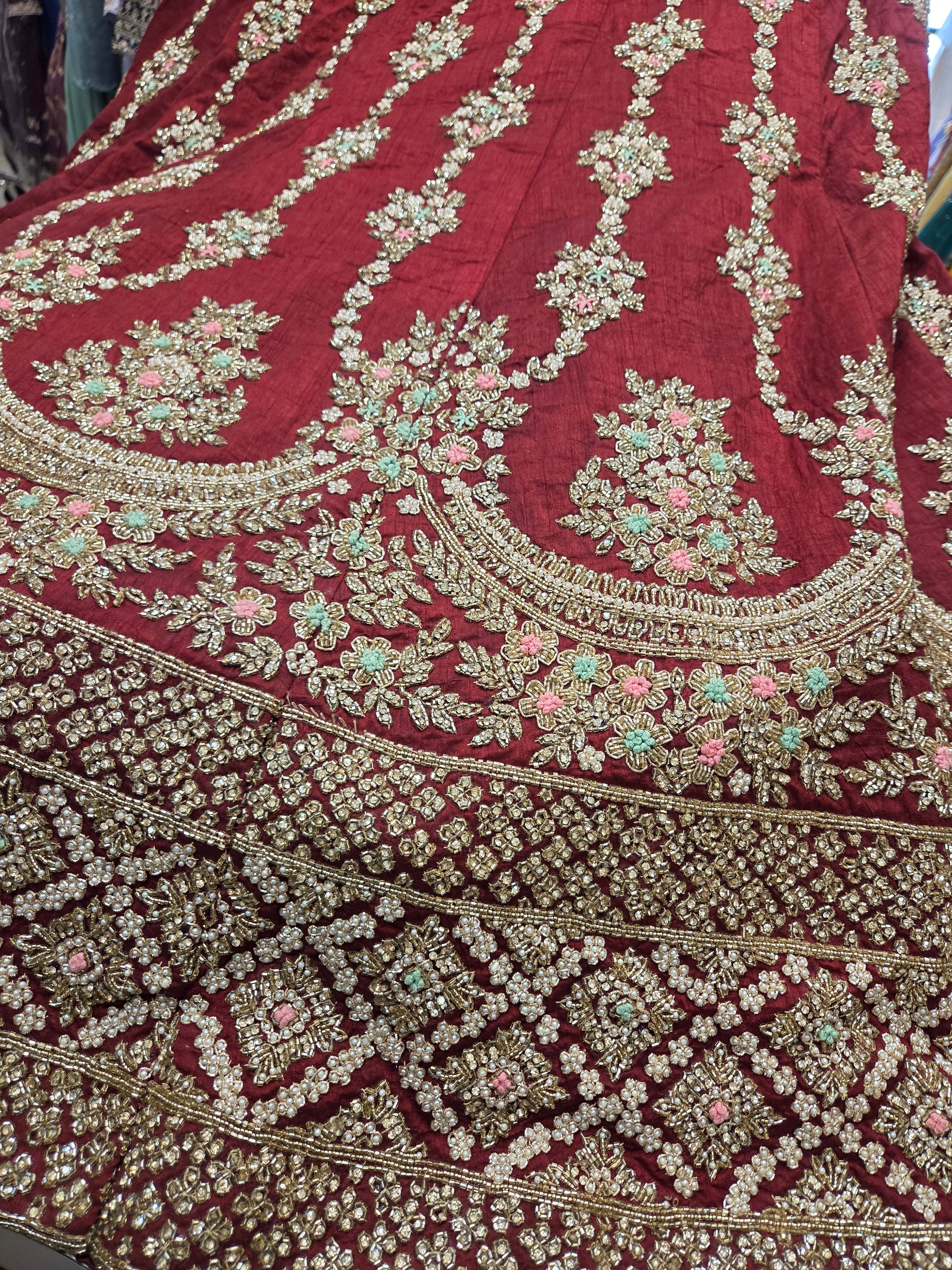 Maroon Gold Bridal Lehenga Set