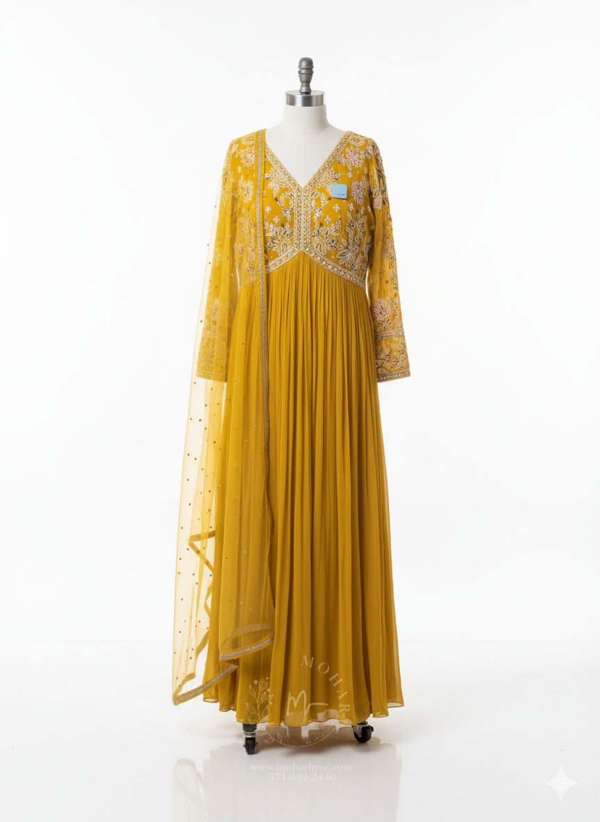 Mustard Yellow Anarkali