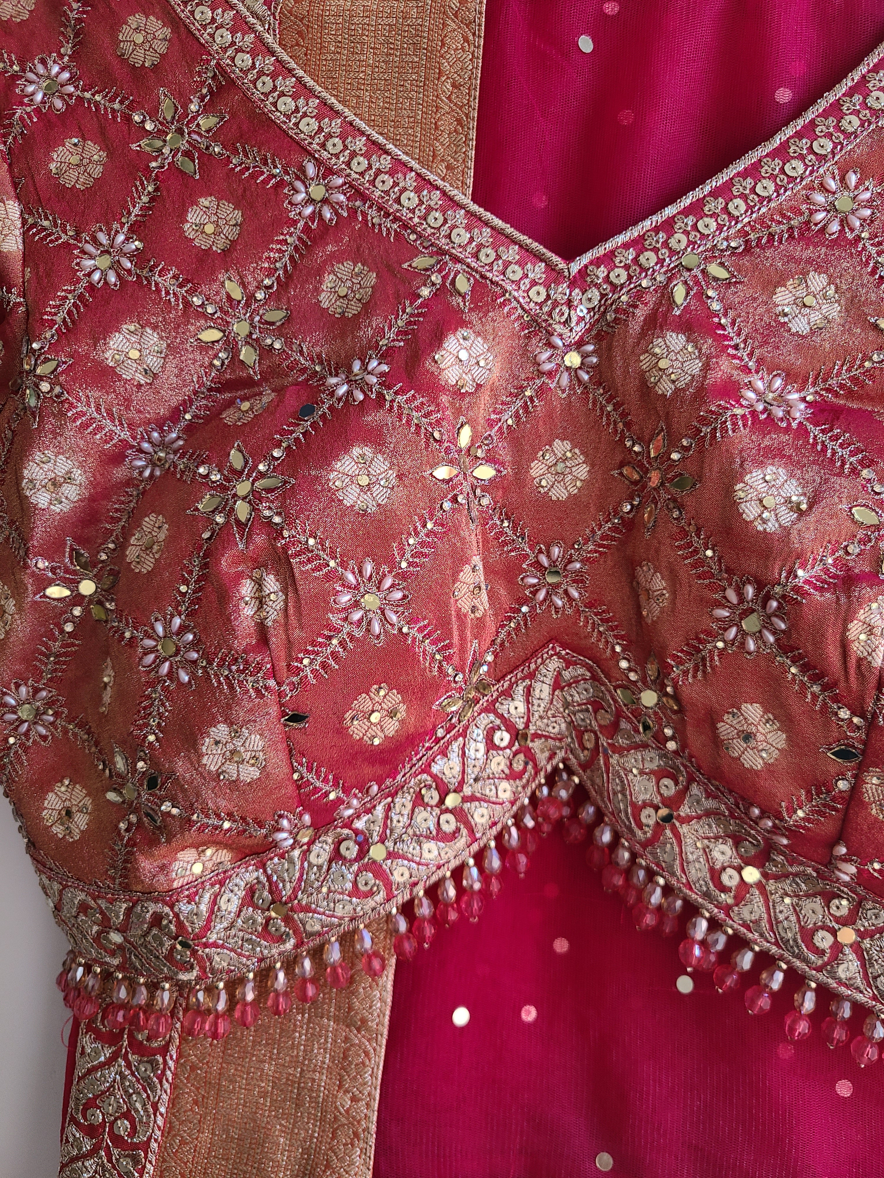 Sunset Orange & Red Benarasi Lehenga Choli