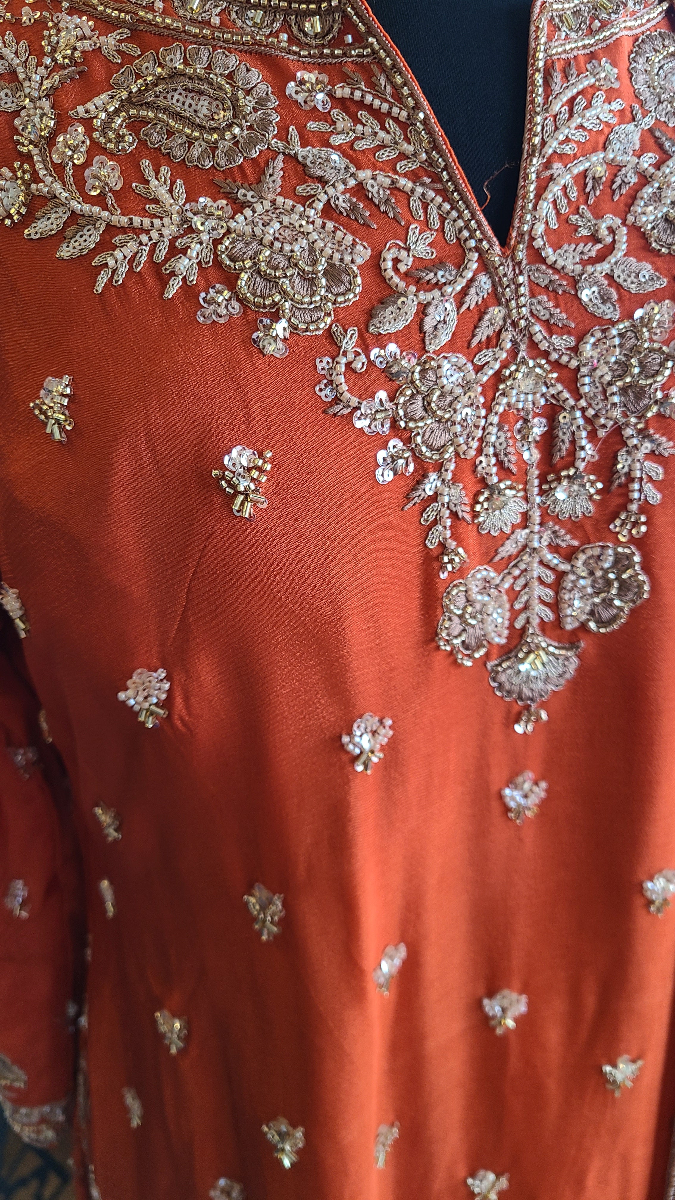 Orange silk sharara
