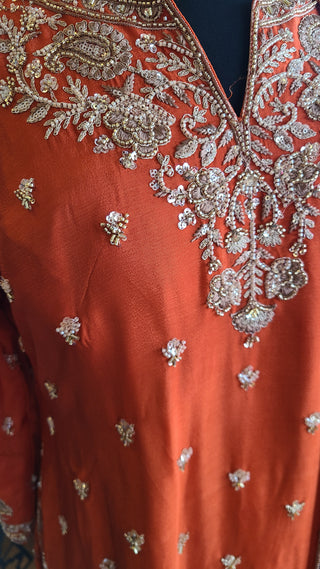 Orange silk sharara