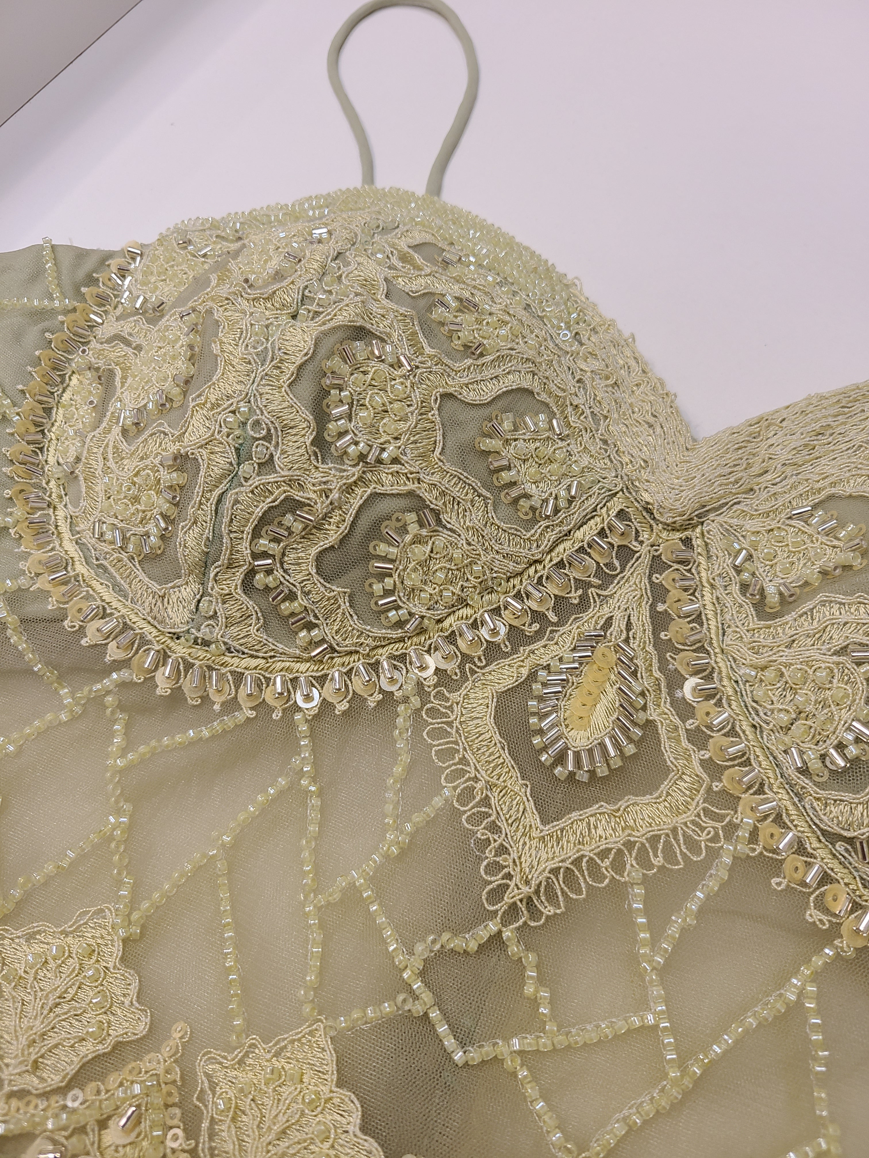 Sage Green Embroidered Bridal Lehenga Set