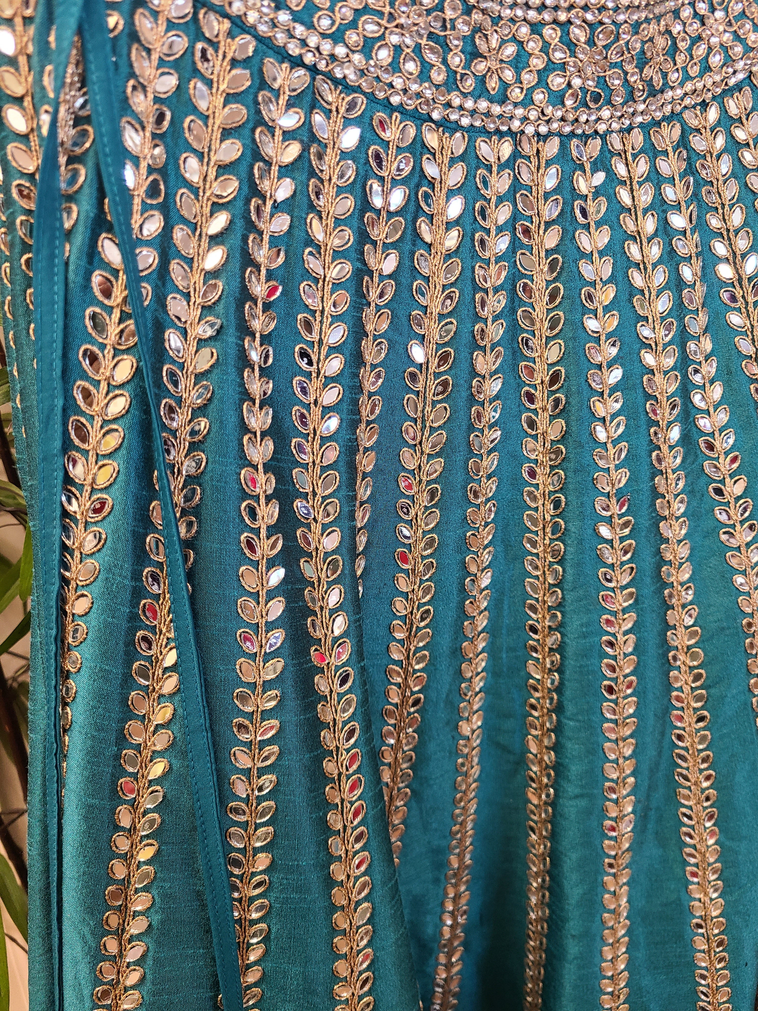 Teal Silver Embroidered Bridal Lehenga Set