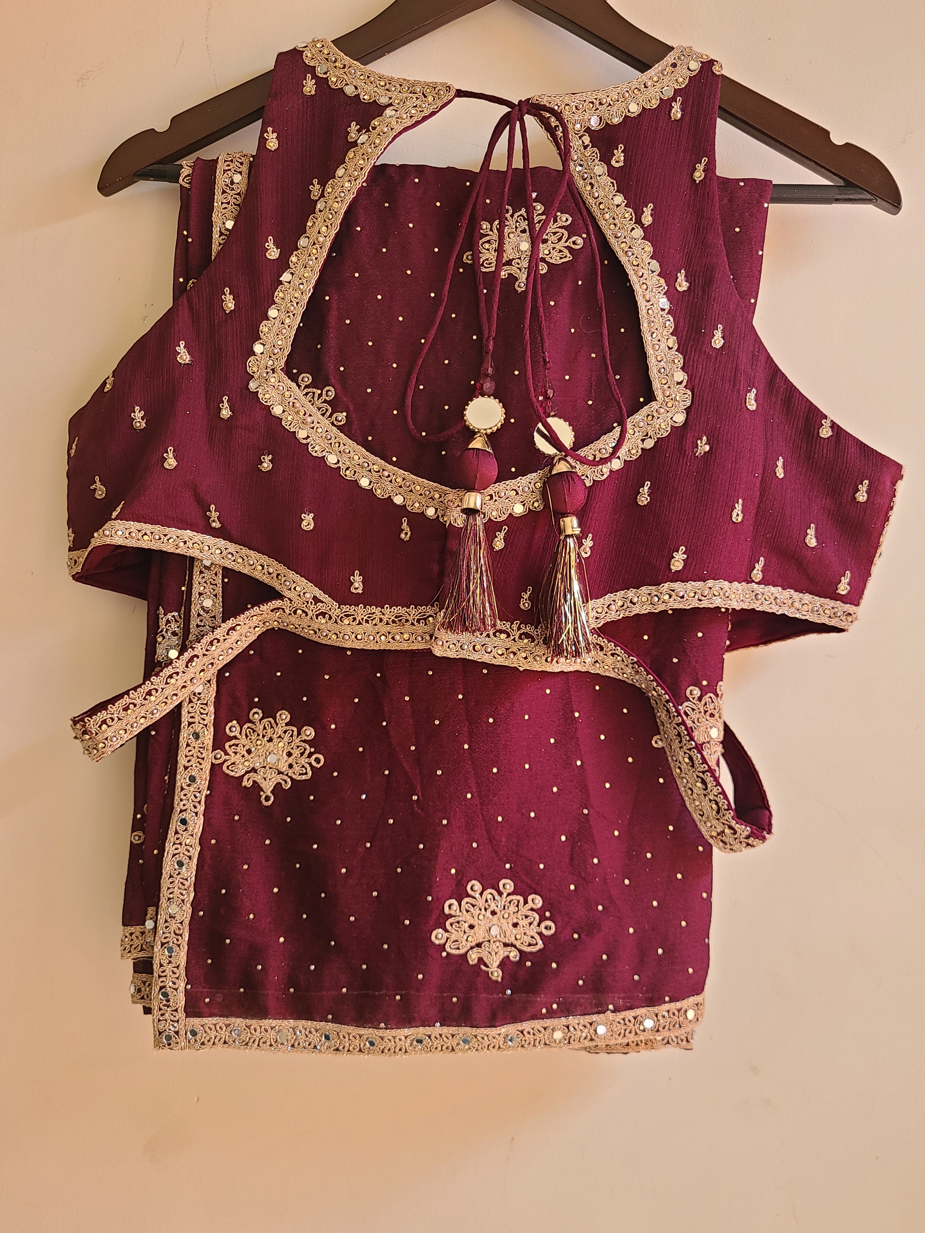 Halter neck maroon lehenga
