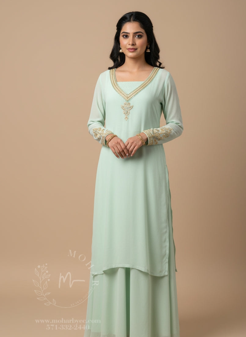 Pastel Mint Green Indo-Western