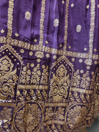 Deep Violet Floral Lehenga Set