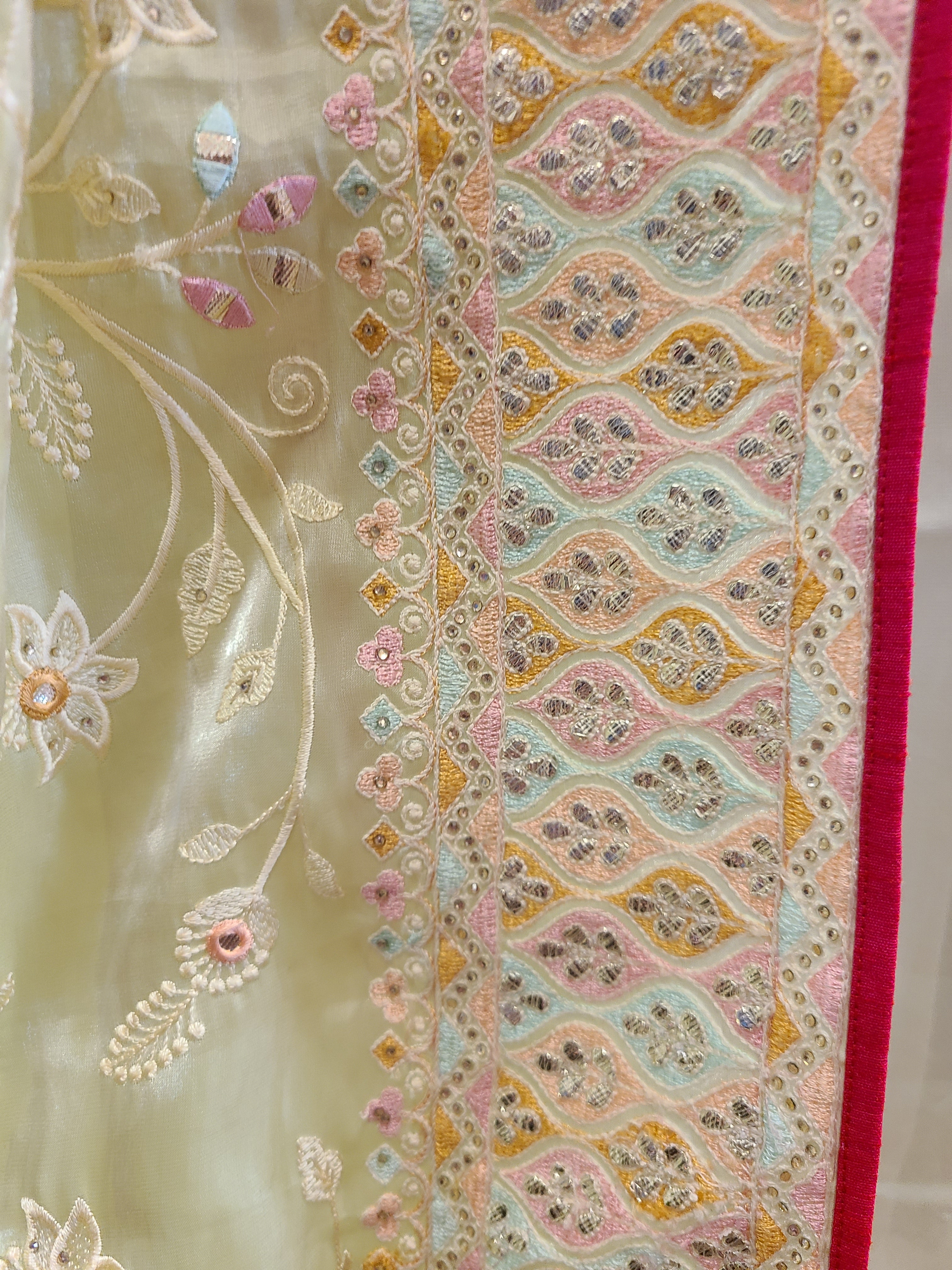 Elegant Sage Green Embellished Saree with Floral Embroidery