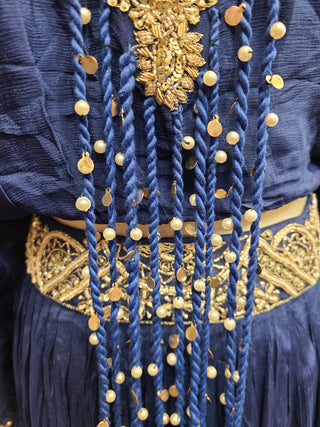 Royal Blue Embroidered Top and Skirt Set