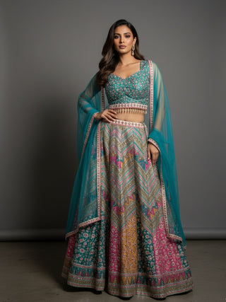Multi Color Chevron Lehenga