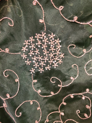 Dark Green Embellished Saree - Elegant Designer Wear
