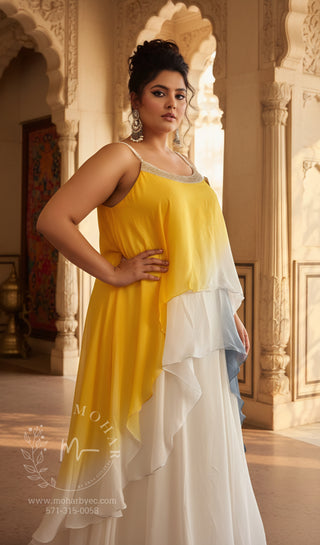 Yellow and White Ombre Sharara