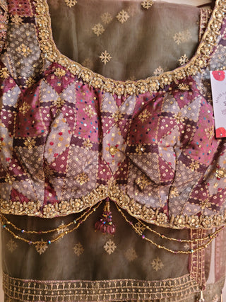 Fall printed georgette lehenga