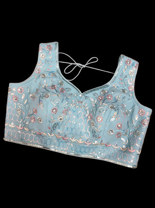 Powder Blue Embroidered Lehenga Choli