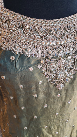 Sage green silk sharara