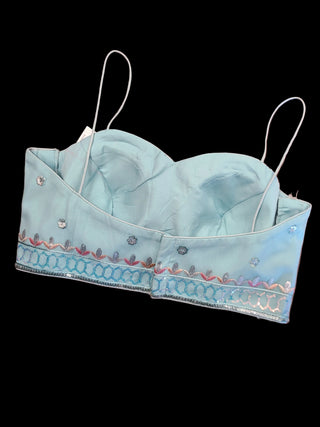 Powder Blue Lehenga with Spaghetti Blouse