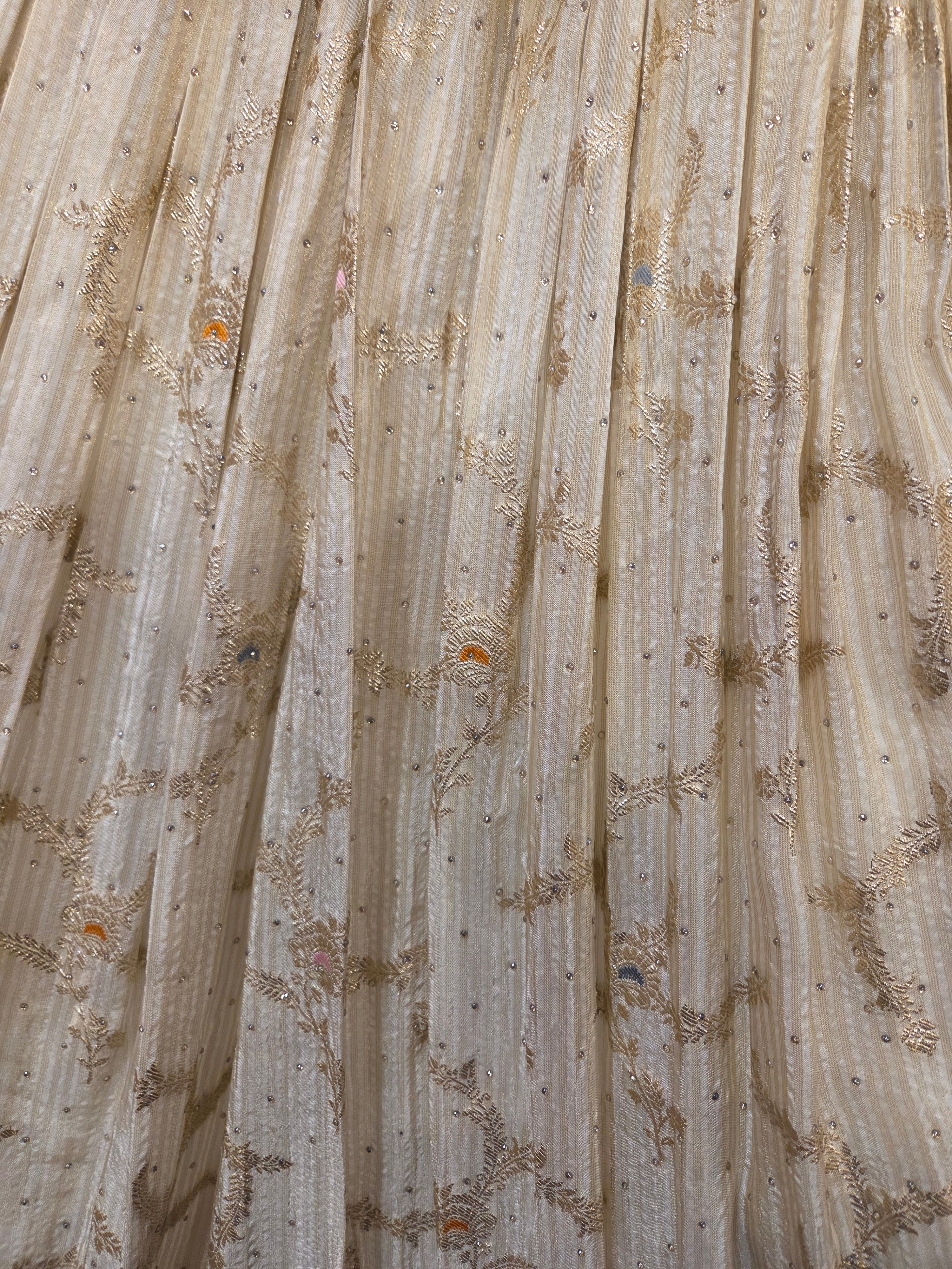 Off White Benarasi Silk Lehenga with Corset Blouse