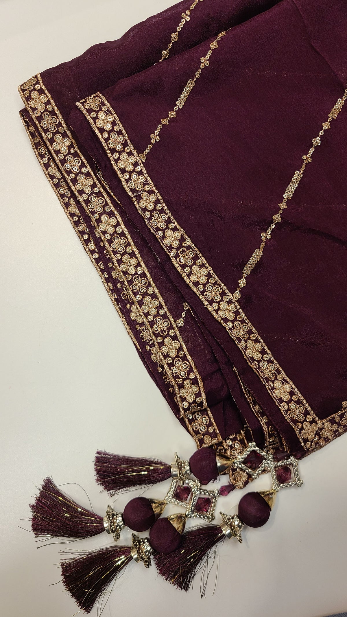 Plum Silver Embroidered Lehenga
