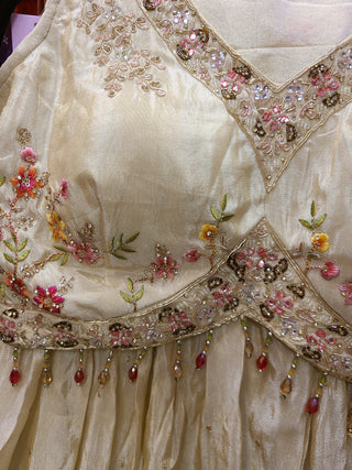 Cream Floral Lehenga