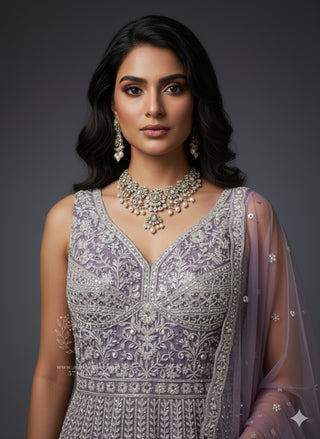 Lavender And Silvery Gown-Style