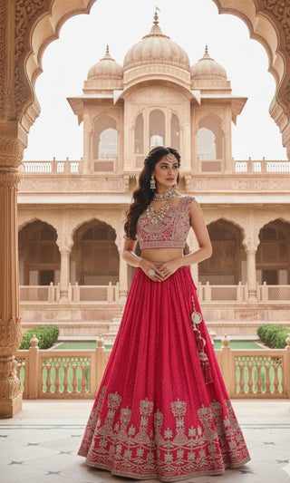 Pink & Gold Embroidered Lehenga
