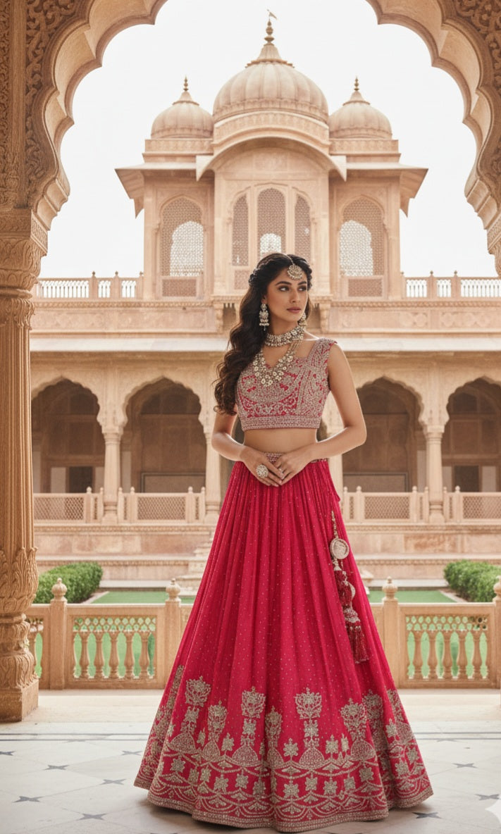 Pink & Gold Embroidered Lehenga