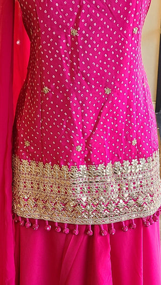 Rani Pink Bandhani Suit