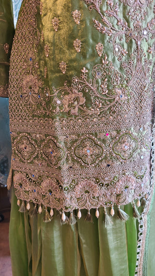 Sage Green Eid Sharara Set