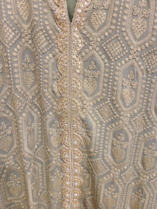 Luknowi Indo-Western Kurta Set with Fringe