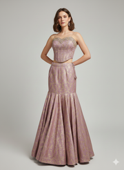 Mauve Corset Mermaid Lehenga